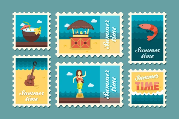 Island beach stamp set. Summer. Vacation Vector Graphics