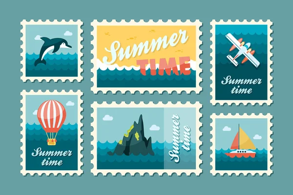 Excursion sea stamp set. Summer. Vacation Royalty Free Stock Vectors