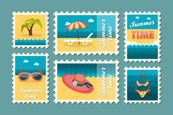 Beach stamp set. Summer. Vacation Stock Illustration