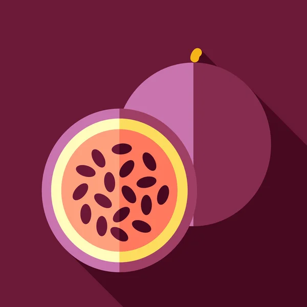 Icono plano de fruta de la pasión. Frutas tropicales — Vector de stock