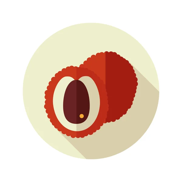 Icône plate de Lychee. Fruits tropicaux — Image vectorielle