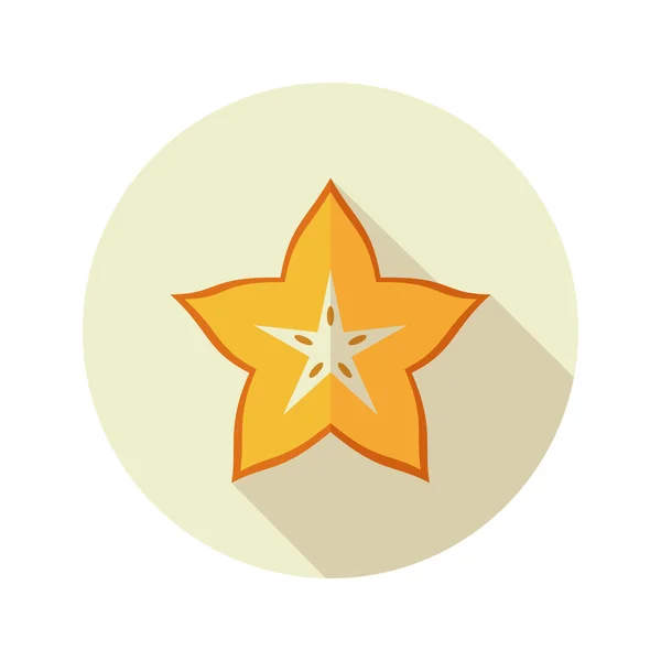 Starfruit Carambola carambole ikon. Tropisk frukt — Stock vektor