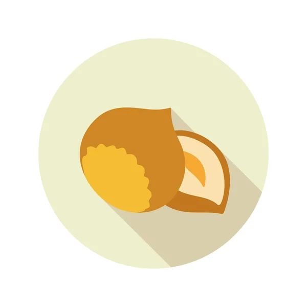 Icono plano tuerca. Fruta. — Vector de stock