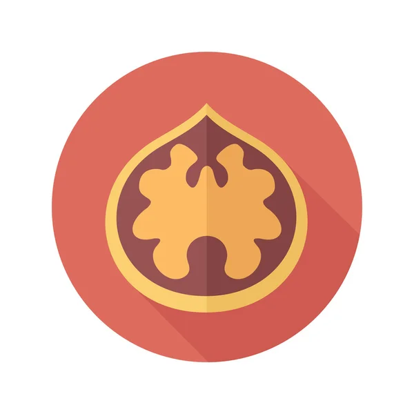 Walnut platte pictogram. Fruit moer — Stockvector