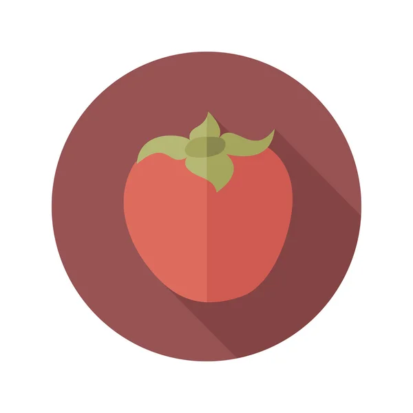 Icono plano de caqui. Frutas tropicales — Vector de stock