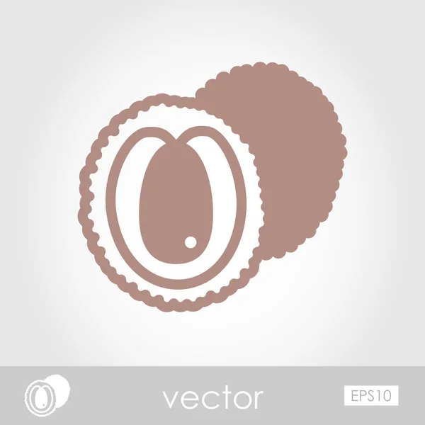 Icono del esquema de Lichee. Frutas tropicales — Archivo Imágenes Vectoriales
