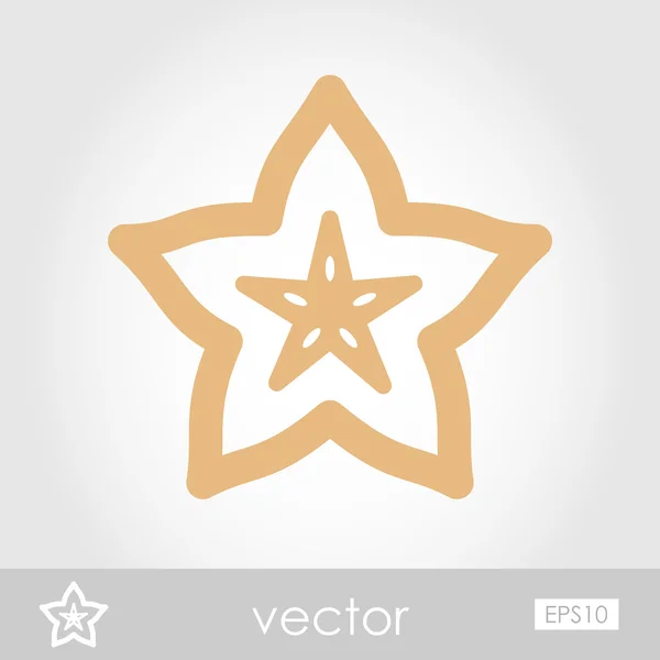 Kárámboly karambola karambol ikonra. Trópusi gyümölcs — Stock Vector