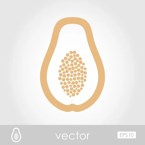 Papaya outline icon. Tropical fruit — Stock Vector