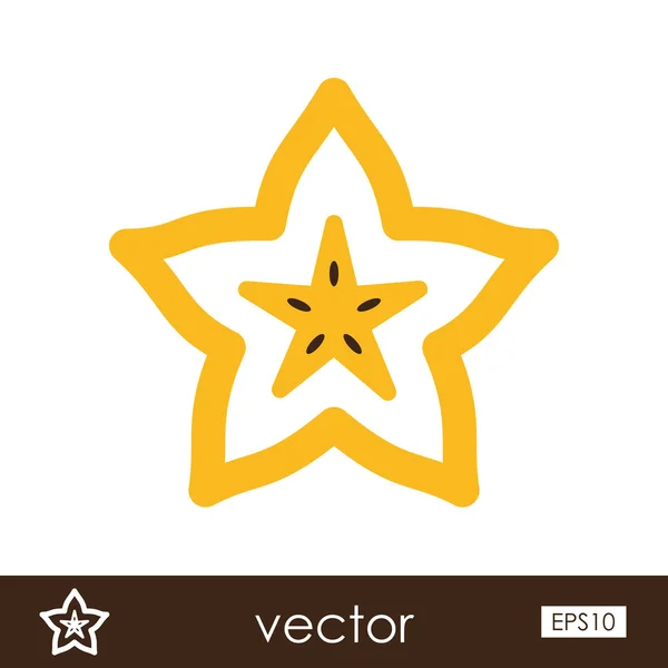 Starfruit Carambola Carom icon. Tropical fruit — Stock Vector