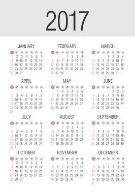 Vektör cep 2017 yılı takvimi