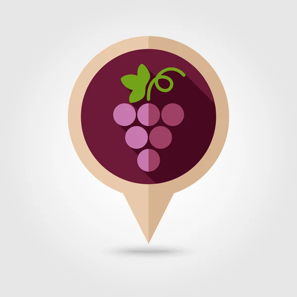 Winogrona płaskie pin ikonę mapy. Owoce — Wektor stockowy