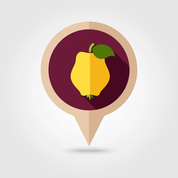 Quitte flache Pin-Map-Symbol. tropische Früchte — Stockvektor