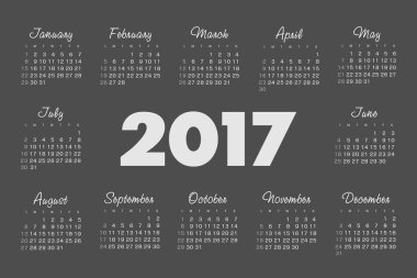 Vektör basit 2017 yılı takvimi