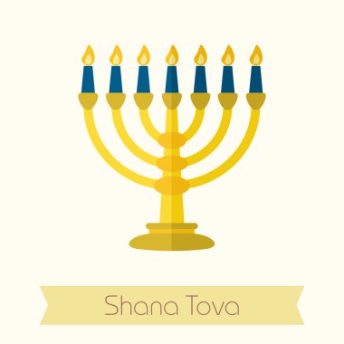 Yedi Kollu Şamdan. Rosh Hashanah simgesi. Shana tova