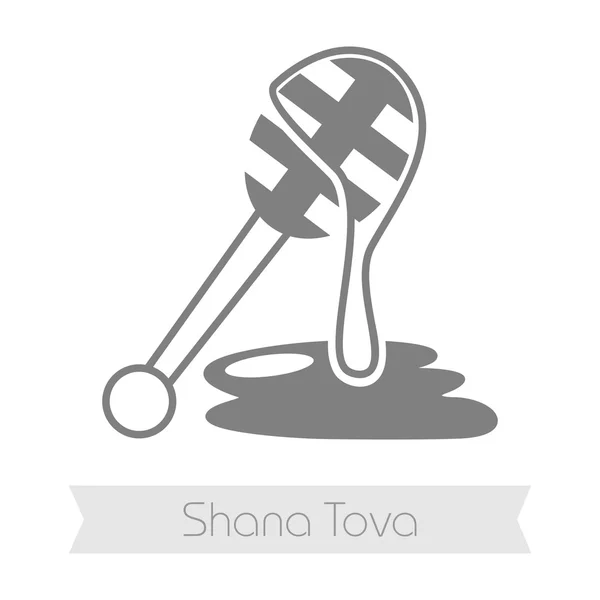 Honey dipper. Rosh Hashanah icon. Shana tova — Stock Vector
