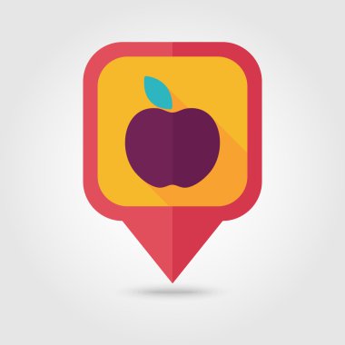 Apple düz PIN harita simgesi. Meyve