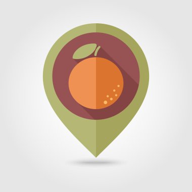 Turuncu düz PIN harita simgesi. Tropikal meyve