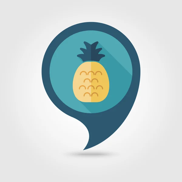 Piña plana pin mapa icono. Frutas tropicales — Archivo Imágenes Vectoriales