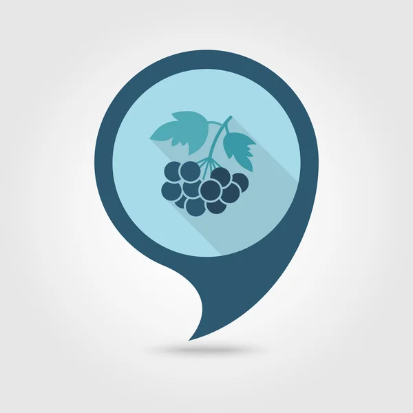 Rowan oddział płaskie pin ikonę mapy. Owoców jagodowych — Wektor stockowy