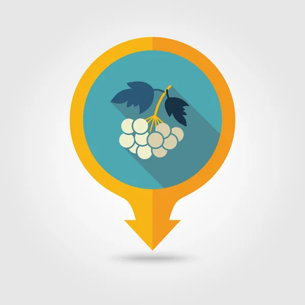 Rowan branch flat pin map icon. Berry fruit — Stock Vector