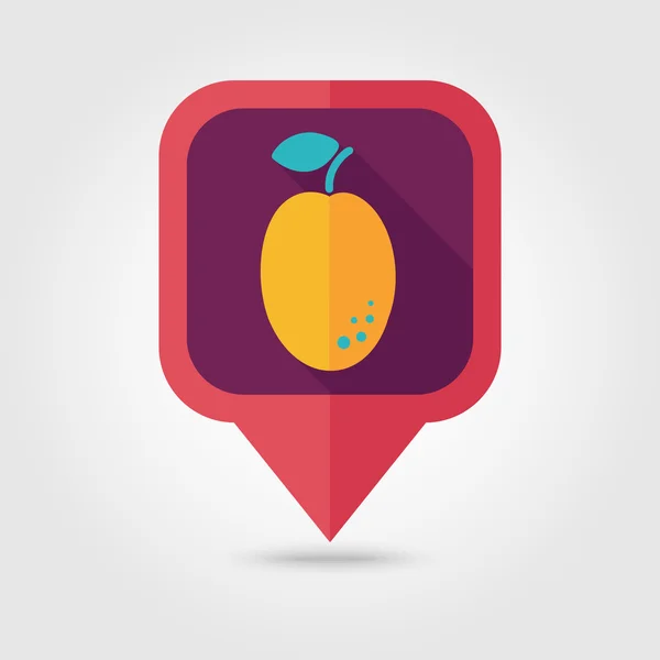 Plum flat pin map icon. Fruit — Stock Vector