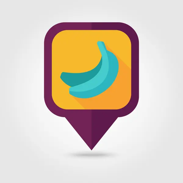 Banana flat pin map icon. Tropical fruit — Stock Vector