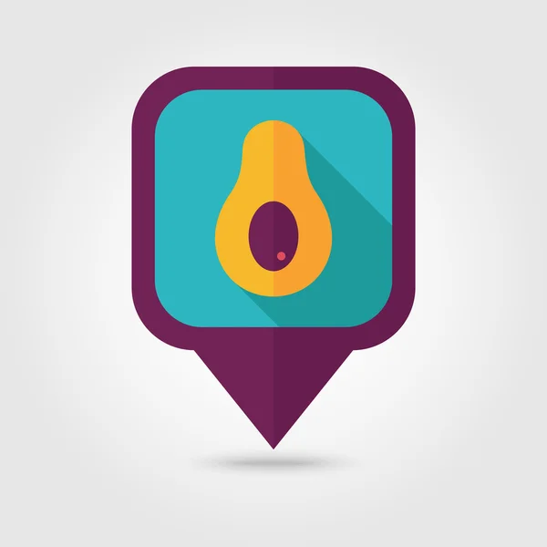 Avocado flat pin map icon. Tropical fruit — Stock Vector