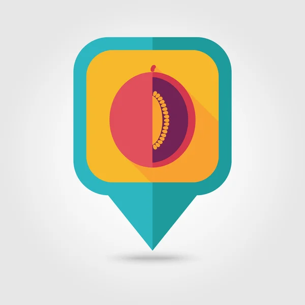 Melon flat pin map icon. Fruit — Stock Vector