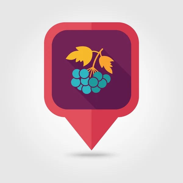 Rowan branch flat pin map icon. Beerenobst — Stockvektor