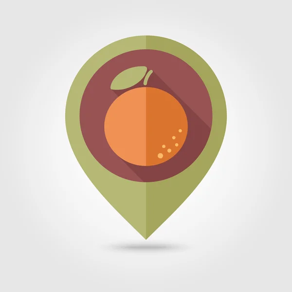 Orangefarbenes flaches Pin-Map-Symbol. tropische Früchte — Stockvektor
