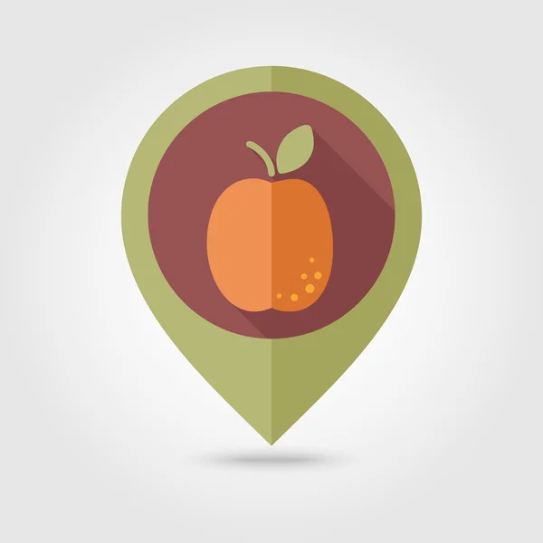 Apricot flat pin map icon. Fruit — Stock Vector