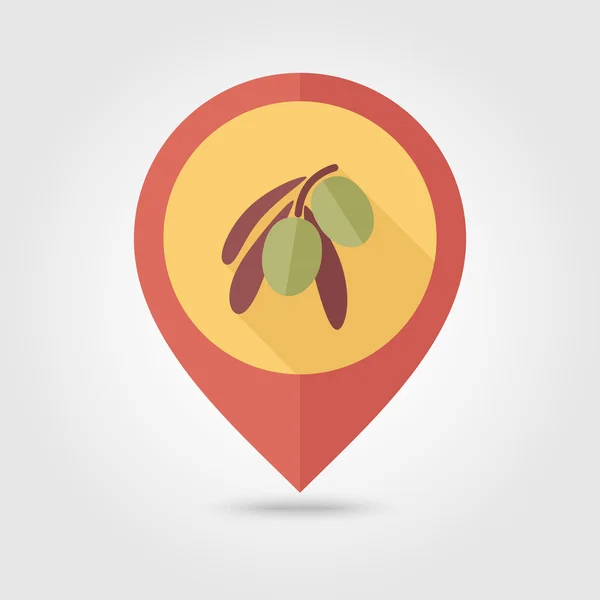 Oliven flache Pin-Map-Symbol. tropische Früchte — Stockvektor