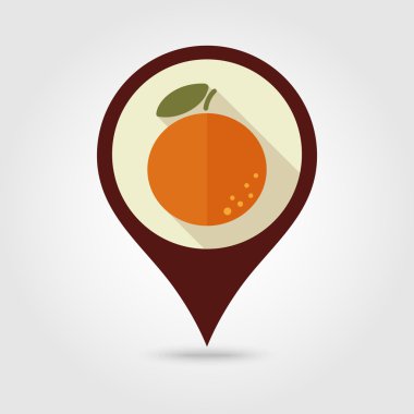 Turuncu düz PIN harita simgesi. Tropikal meyve