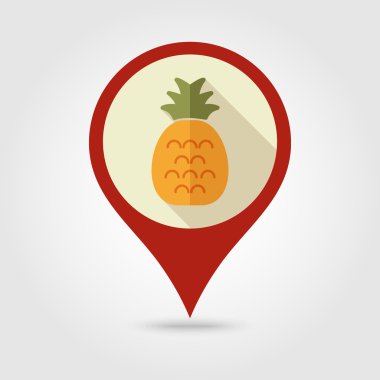 Ananas düz PIN harita simgesi. Tropikal meyve