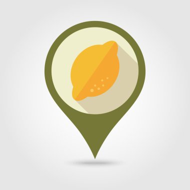 Limon düz PIN harita simgesi. Tropikal meyve