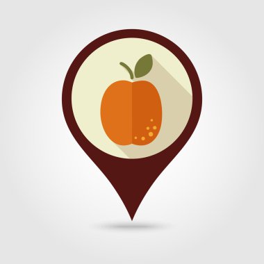 Kayısı düz PIN harita simgesi. Meyve