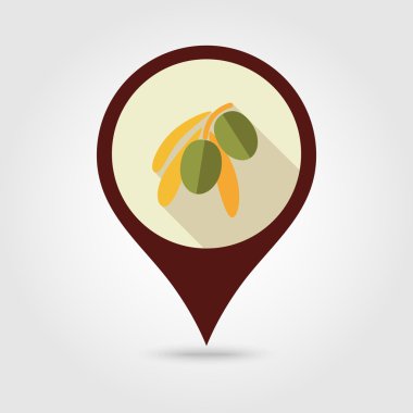 Zeytin düz PIN harita simgesi. Tropikal meyve