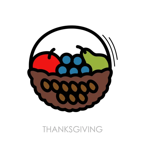 Frukt korg ikonen. Skörden. Thanksgiving vektor — Stock vektor