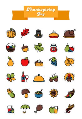Şükran günü Icons set. Hasat