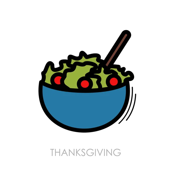 Sallad skål ikonen. Skörden. Thanksgiving vektor — Stock vektor