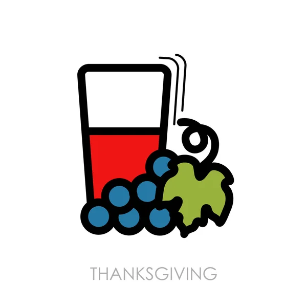 Стакан иконы свежего виноградного сока. День благодарения — стоковый вектор