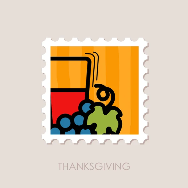 Glas vers druivensap stempel. Thanksgiving — Stockvector