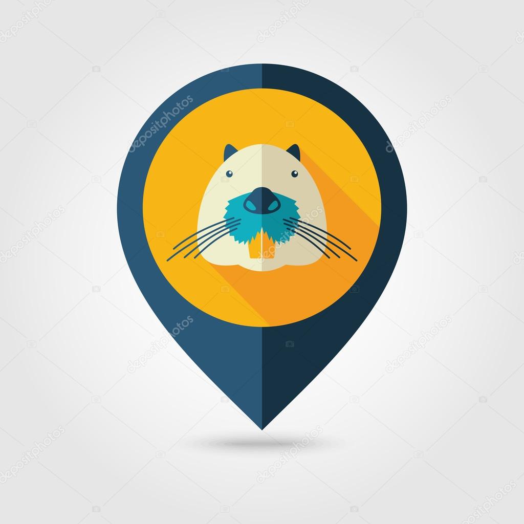 Otter beaver flat pin map icon. Map pointer. Map markers. Animal head vector symbol eps 10