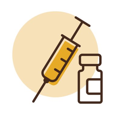 Tıbbi ampul ve şırınga vektör ikonu. Tıbbi işaret. Tıbbi web sitesi ve uygulama tasarımı için grafik sembolü, logo, uygulama, UI