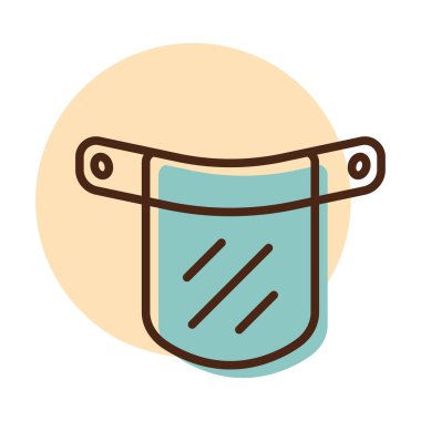 Plastik koruyucu yüz kalkanı ikonu. Tıbbi işaret. Coronavirus. Tıbbi web sitesi ve uygulama tasarımı için grafik sembolü, logo, uygulama, UI