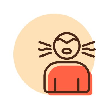 Roman Coronavirus belirtileri kuru öksürük vektörü ikonu. Tıbbi işaret. Tıbbi web sitesi ve uygulama tasarımı için grafik sembolü, logo, uygulama, UI