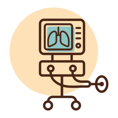 Yoğun bakım vantilatör vektör ikonu, akciğerlerin havalandırılması için tıbbi terapi. COVID-19 için yoğun bakım. Tıbbi işaret. Coronavirüs