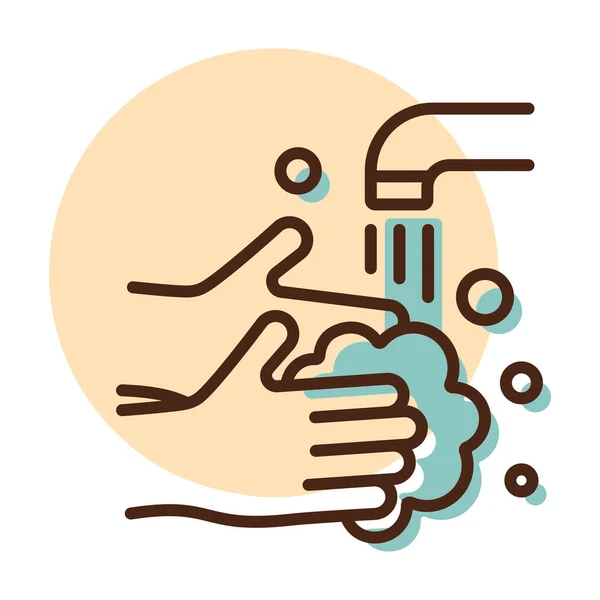 用肥皂洗手以防止病毒和细菌病媒 Coronavirus 医学网站和应用程序设计 用户界面的图形符号 — 图库矢量图片