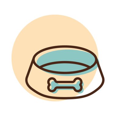 Evcil köpek kasesi vektör ikonu. Evcil hayvan işareti. Evcil hayvan ve veteriner web sitesi ve uygulama tasarımı, logo, uygulama, UI için grafik sembolü