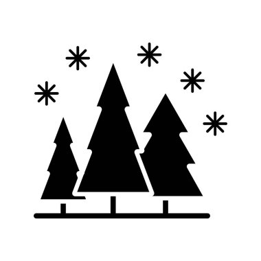 Kar ormanı vektör simgesi. Kış işareti. Seyahat ve turizm web sitesi ve uygulama tasarımı, logo, uygulama, UI için grafik sembolü